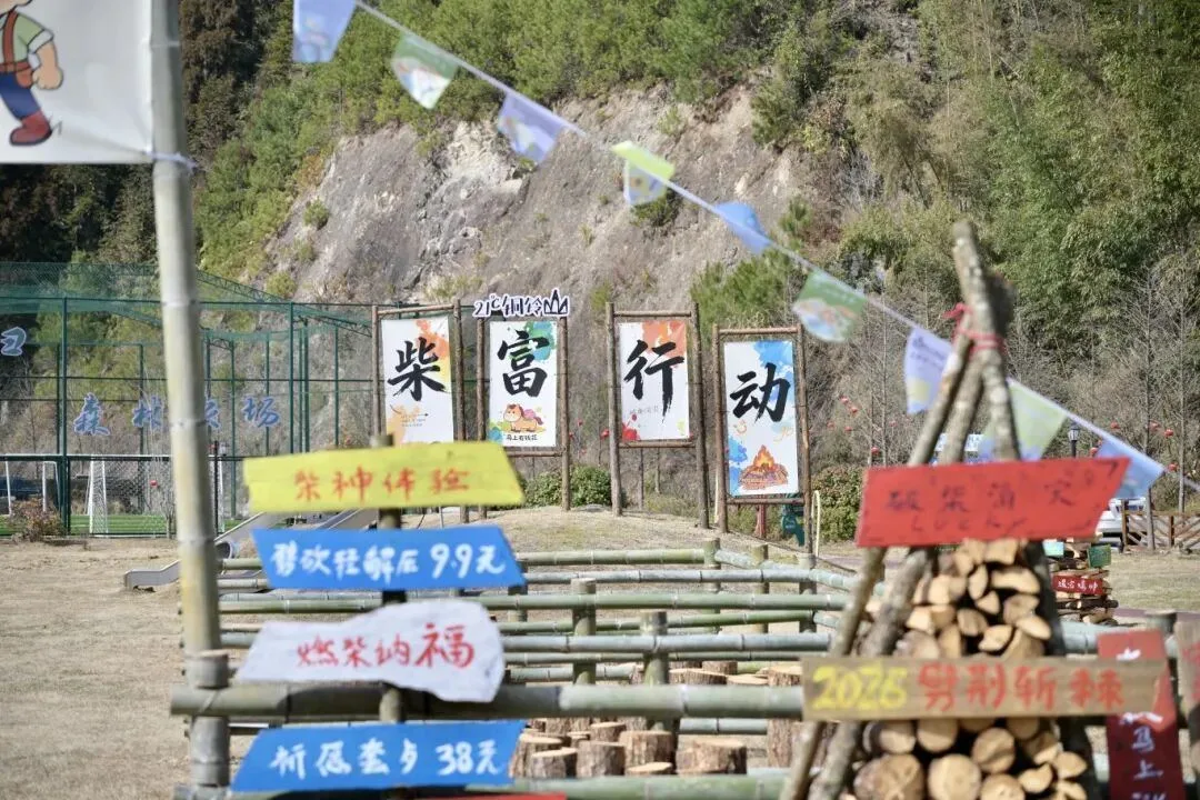 文成这里“柴”运滚滚 游客们体验劈柴、堆福