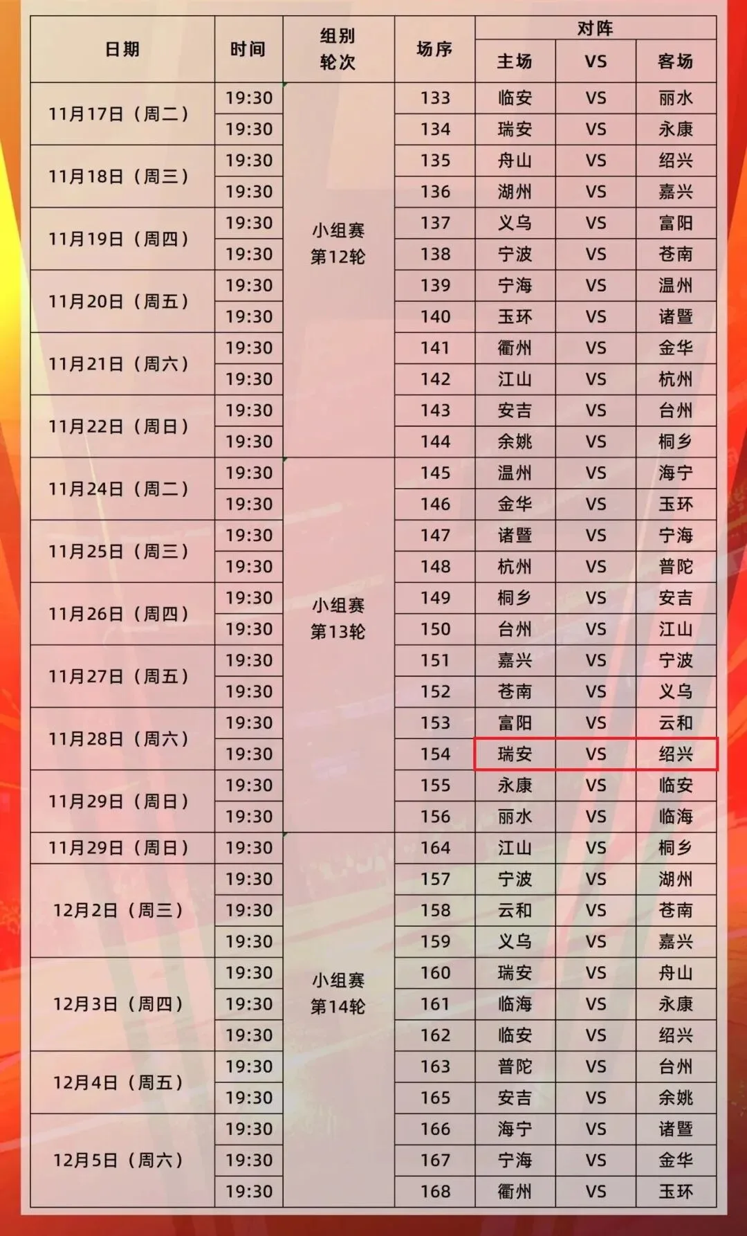 最新！“浙BA”瑞安比赛场次调整 - 配图3