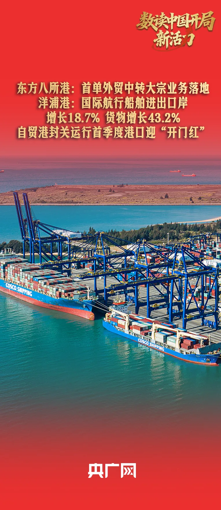 数读中国开局新活力｜航运物流双增长！海南自贸港封关运行首季度港口迎“开门红”