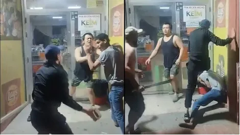 【欧浪】几个摩洛哥人在百元店大打出手  长刀棍棒砖头玻璃瓶横飞
